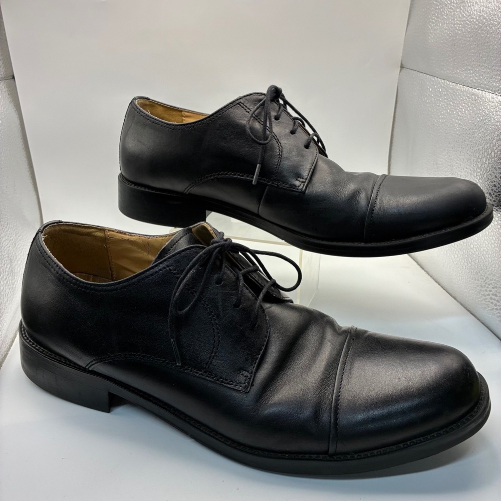 Chaps Mens Black Leather Cap Toe Derby‎ Dress Shoes Lace Up Formal Business